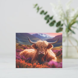 Scottish Highland Cow Postcard Vykort