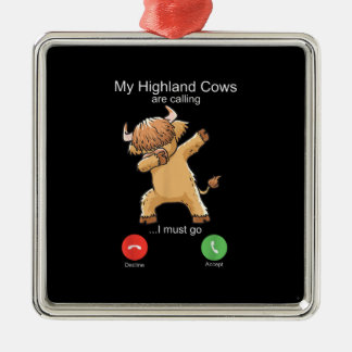 Scottish Highland Cow ringer Julgransprydnad Metall