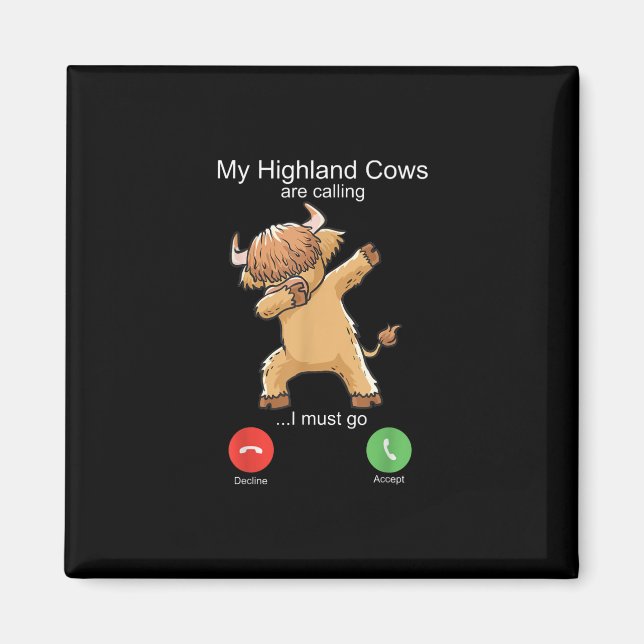 Scottish Highland Cow ringer Magnet (Framsidan)