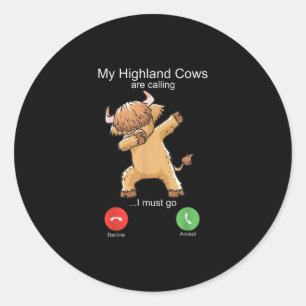 Scottish Highland Cow ringer Runt Klistermärke