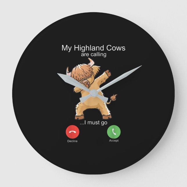 Scottish Highland Cow ringer Stor Klocka (Framsida)