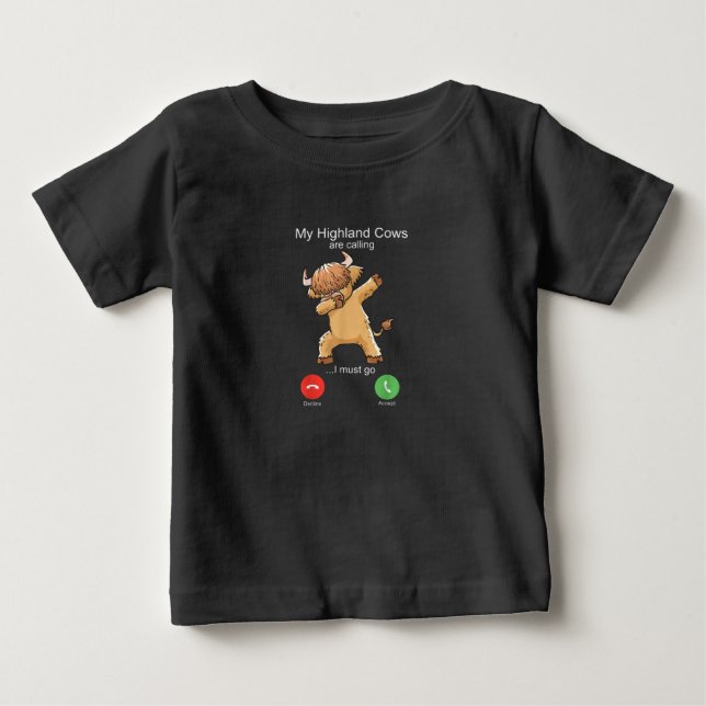 Scottish Highland Cow ringer T Shirt (Framsida)