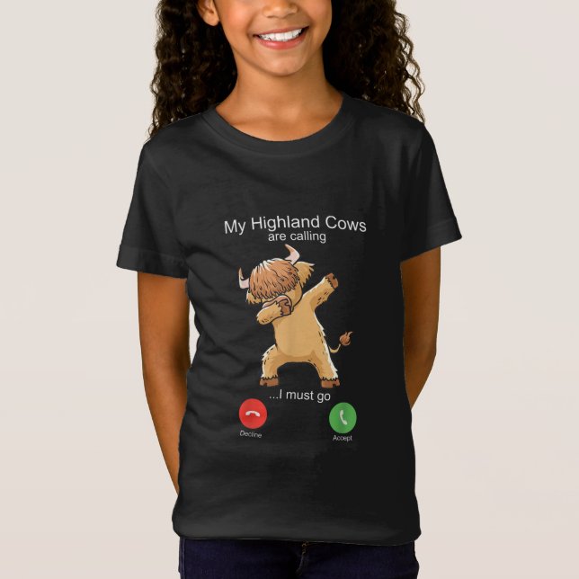 Scottish Highland Cow ringer T Shirt (Framsida)