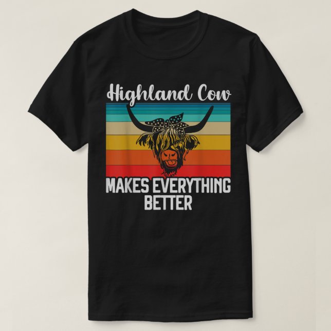 Scottish Highland Cow Scotland Älskare Highlander  T Shirt (Design framsida)