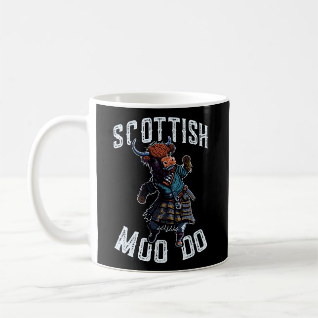 Scottish Highland Cow Scottish Moo Do Cow Kaffemugg (Vänster)
