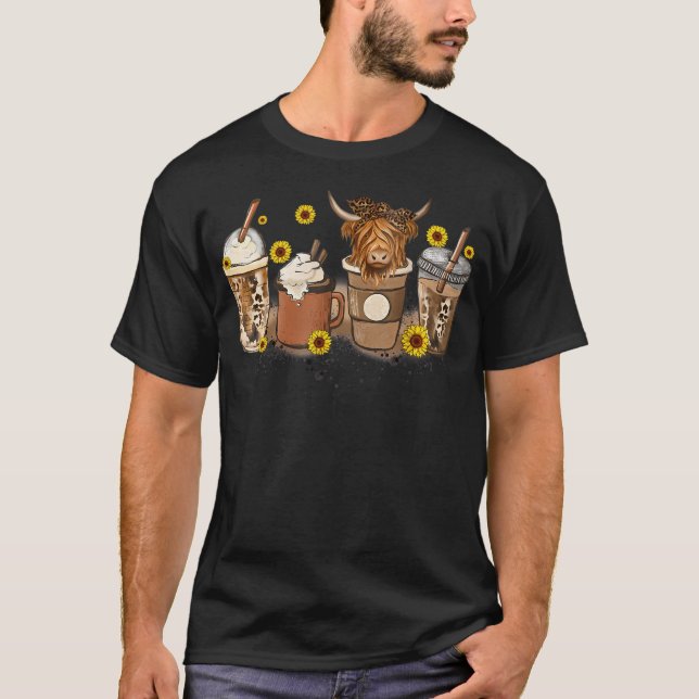Scottish Highland Cow Solrosolrosolfeber Coffee T Shirt (Framsida)