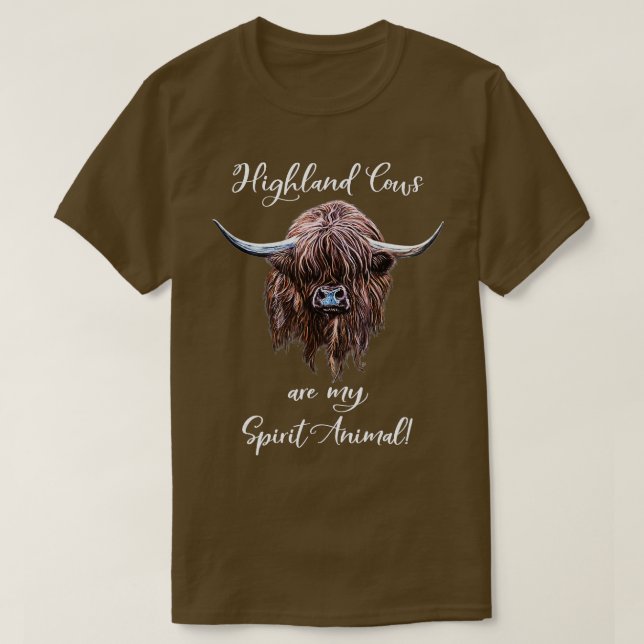 Scottish Highland Cow Spirit Animal T Shirt (Design framsida)