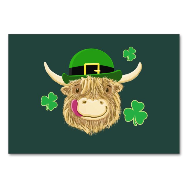 Scottish Highland Cow St patrick's day Hat Bordsnummer (Framsidan)