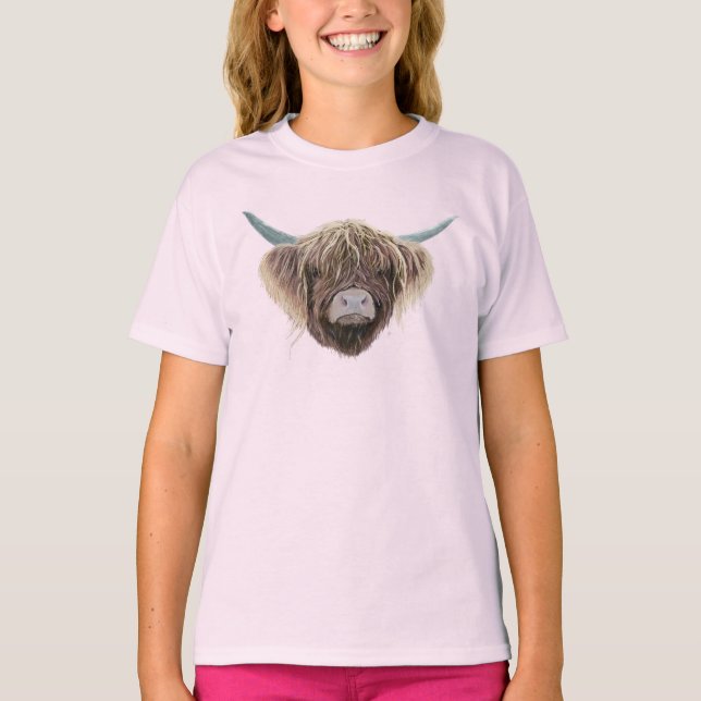 Scottish Highland Cow Wee Charlie Fluffy Öron T Shirt (Framsida)