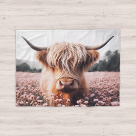 Scottish Highland Cow Wildblomma Fält Fleecefilt