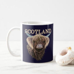Scottish Highland Cow with Scotland Slogan Kaffemugg