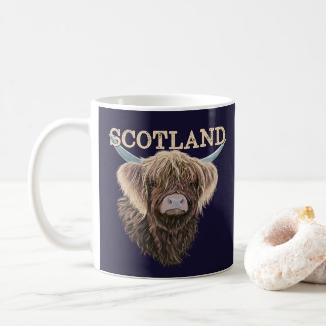 Scottish Highland Cow with Scotland Slogan Kaffemugg (Med munk)