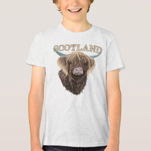 Scottish Highland Cow with Scotland Slogan T Shirt
