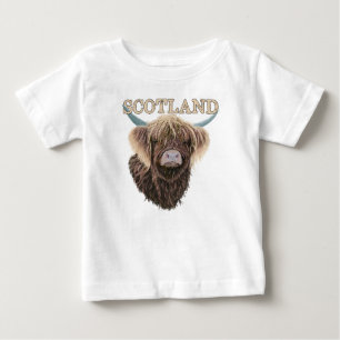 Scottish Highland Cow with Scotland Slogan T Shirt