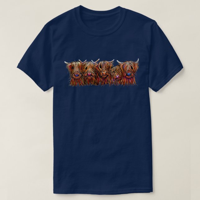SCoTTISH HiGHLaND CoWS ' The HaiRY BuNCH oF Coos ' T Shirt (Design framsida)