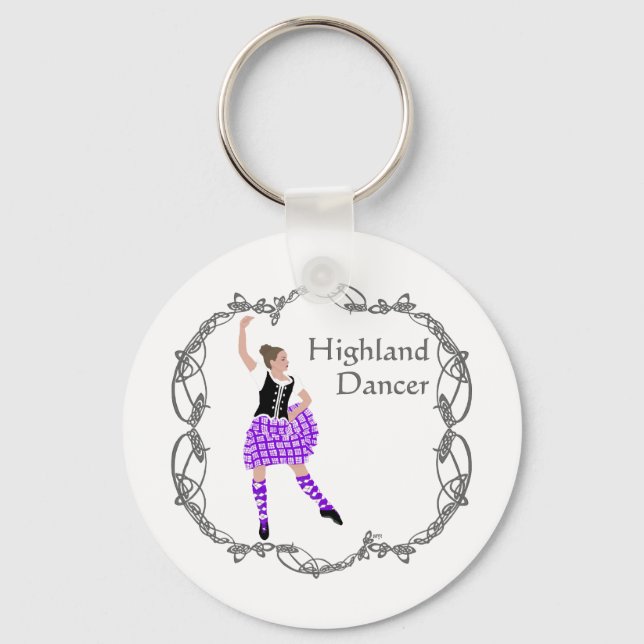 Scottish Highland Dancer Celtic Knotwork Lila Nyckelring (Framsida)