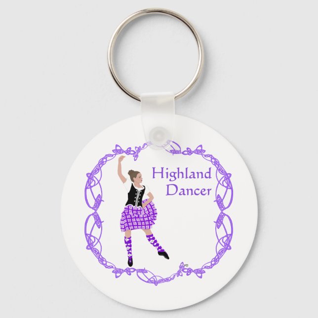 Scottish Highland Dancer Celtic Knotwork Lila Nyckelring (Framsida)