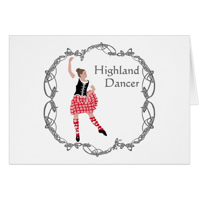 Scottish Highland Dancer Celtic Knotwork Red Hälsningskort (Framsidan Horizontal)