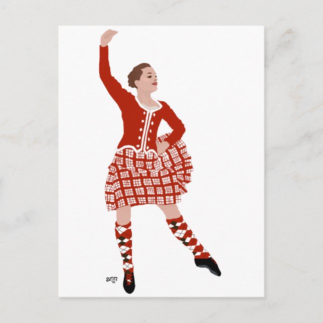 Scottish Highland Dancer in Red Vykort (Framsida)
