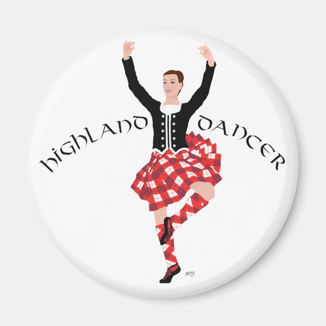 Scottish Highland Dancer Red and Black Magnet (Framsidan)