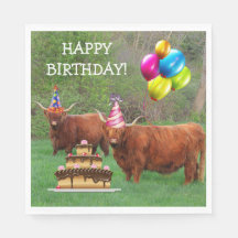 Scottish Highland Steer Birthday Pappersservett