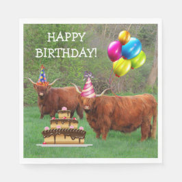Scottish Highland Steer Birthday Pappersservett