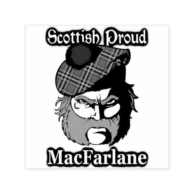 Scottish Highlander Klan MacFarlane Bläck Frimärke Självfärgande Stämpel (Design)