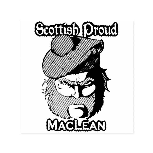 Scottish Highlander Klan MacLean Bläck Frimärke Självfärgande Stämpel (Design)