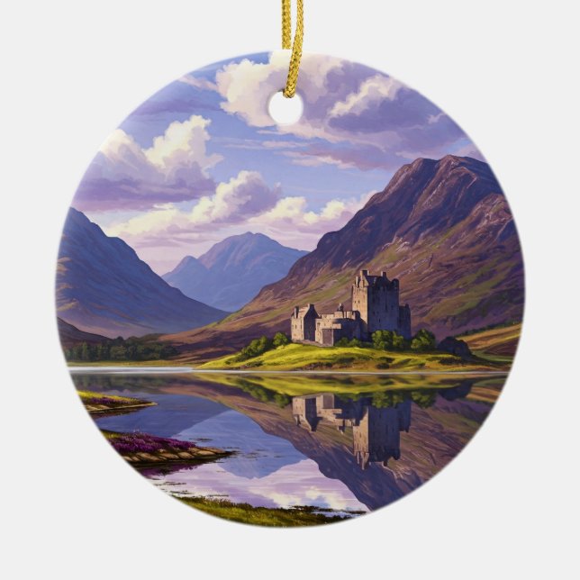 Scottish Highlands Castle Travel Julgransprydnad Keramik (Framsidan)