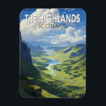 Scottish Highlands Scotland Travel Art Vintage Magnet<br><div class="desc">Skotska högländerna i en vektorkonst stil. De skotska högländerna är en bergsregion som omfattar nordvästra Skottland.</div>