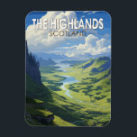 Scottish Highlands Scotland Travel Art Vintage Magnet<br><div class="desc">Skotska högländerna i en vektorkonst stil. De skotska högländerna är en bergsregion som omfattar nordvästra Skottland.</div>