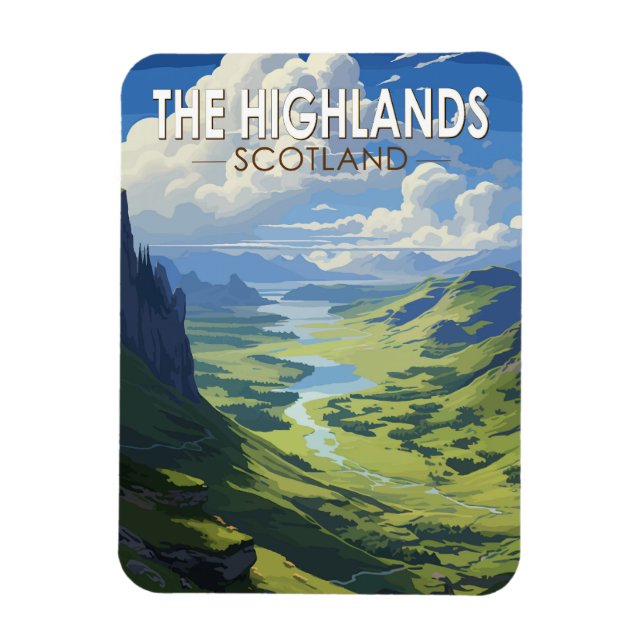 Scottish Highlands Scotland Travel Art Vintage Magnet (Vertikal)