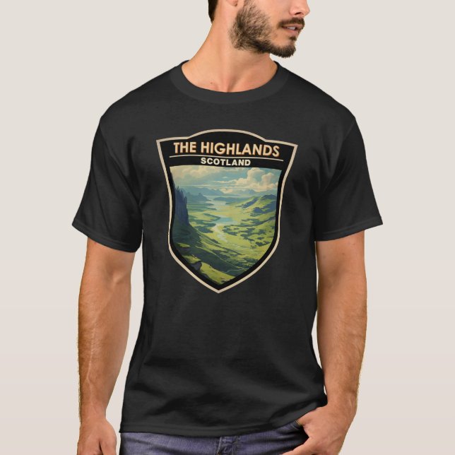 Scottish Highlands Scotland Travel Art Vintage T Shirt (Framsida)