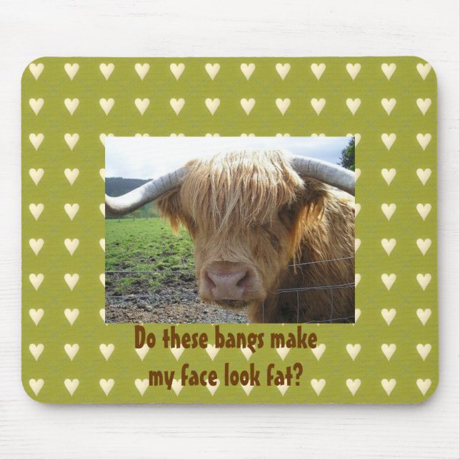 Scottish Highlands Steer Humor - Mousepad Musmatta (Framsidan)