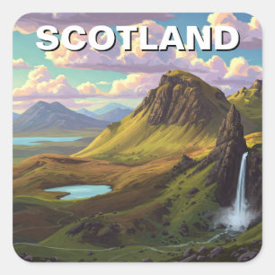Scottish Highlands Travel Fyrkantigt Klistermärke
