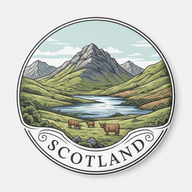 Scottish Highlands Travel Magnet (Framsidan)