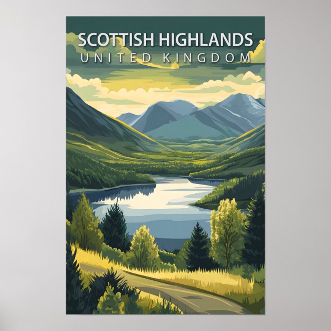 Scottish Highlands United Kingdom Travel Poster (Framsidan)