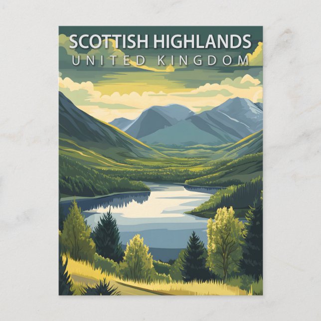 Scottish Highlands United Kingdom Vintage Travel Vykort (Framsida)