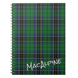 Scottish Honor Klan MacAlpine MacAlpin Tartan Anteckningsbok