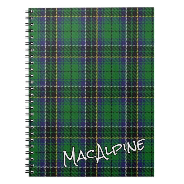 Scottish Honor Klan MacAlpine MacAlpin Tartan Anteckningsbok (Framsidan)