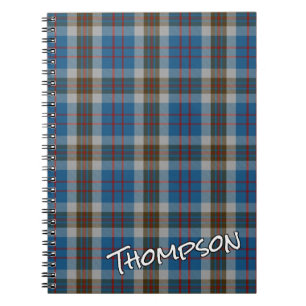 Scottish Honor Klan Thompson Blue Grått Tartan Anteckningsbok