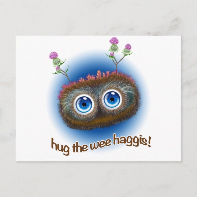 Scottish "Hoots Toots Haggis" Vykort (Framsida)