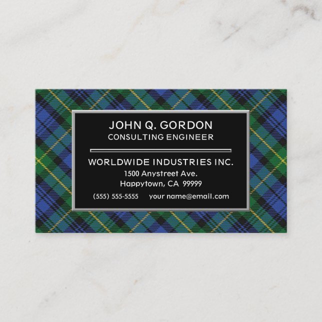 Scottish House of Gordon Klan Tartan Play Visitkort (Framsida)