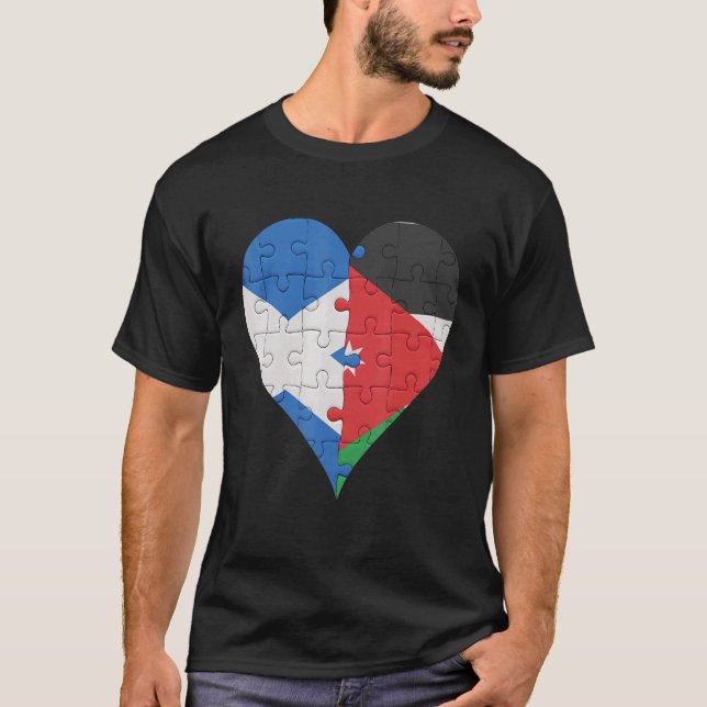 Scottish Jordanian Flagga Heart T Shirt (Framsida)