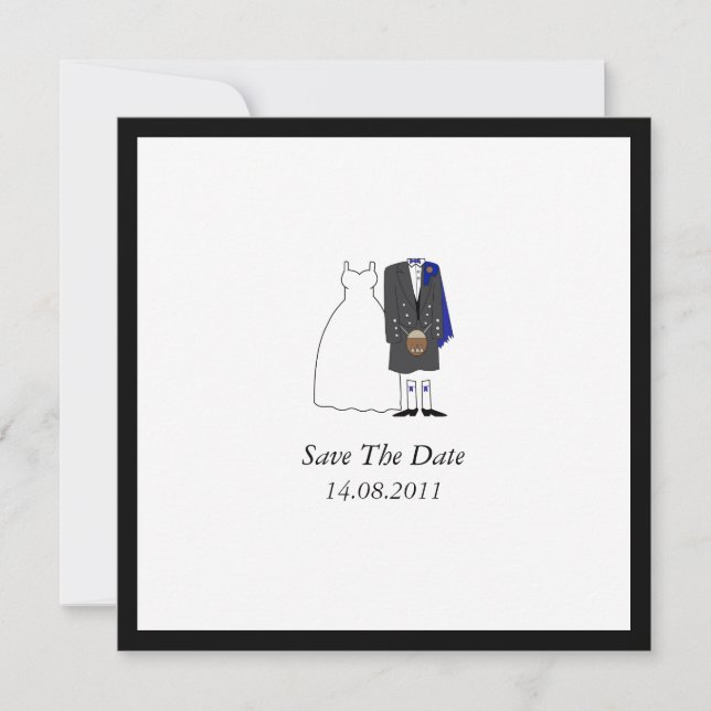 Scottish Kilt Bride & Groom Blue Spara datumet (Framsida)