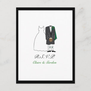 Scottish Kilt Bride & Groom Bröllop OSA - grönt Kort