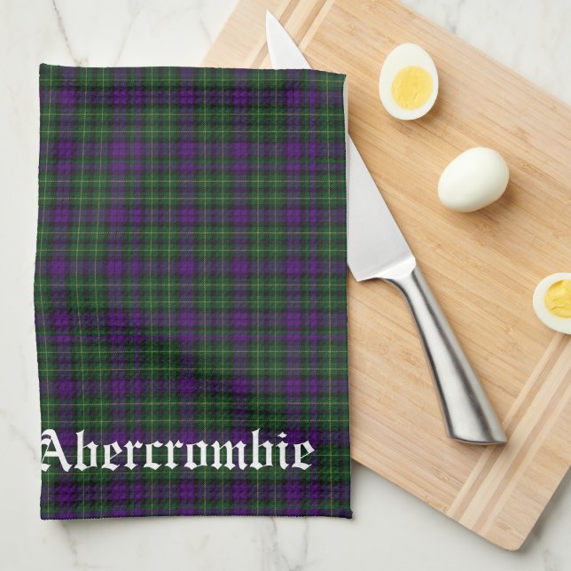 Scottish Klan Abercrombie Vapensköld & Tartan Kökshandduk (Vikt i Fjärdedel)