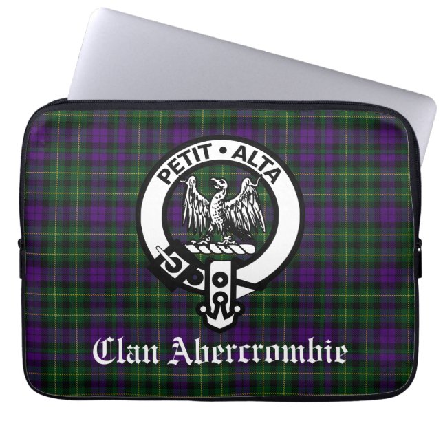 Scottish Klan Abercrombie Vapensköld & Tartan Laptop Fodral (Framsidan)