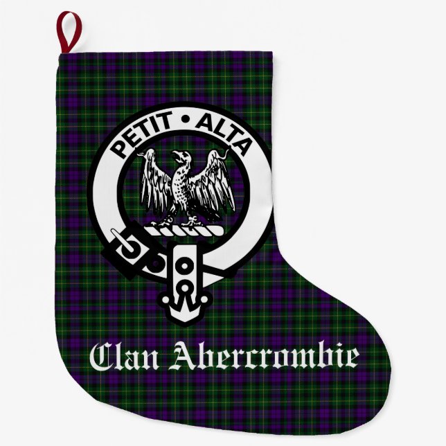 Scottish Klan Abercrombie Vapensköld & Tartan Stor Julstrumpa (Framsidan)
