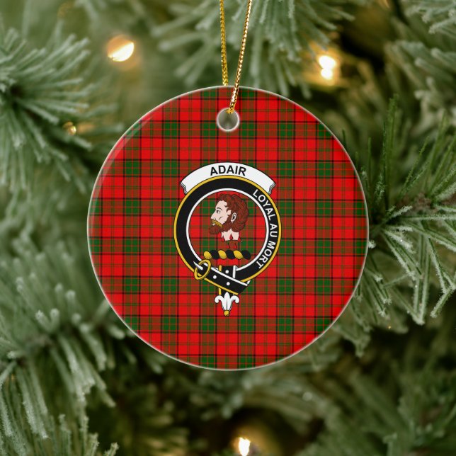 Scottish Klan Adair Tartan och Vapensköld Julgransprydnad Keramik (Träd)